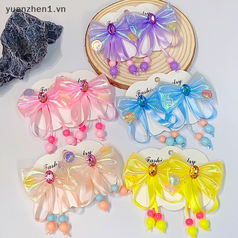 Kẹp Tóc Nơ Đính Đá Nhiều Màu Sắc Kiểu Công Chúa Xinh Xắn Cho Bé Gái