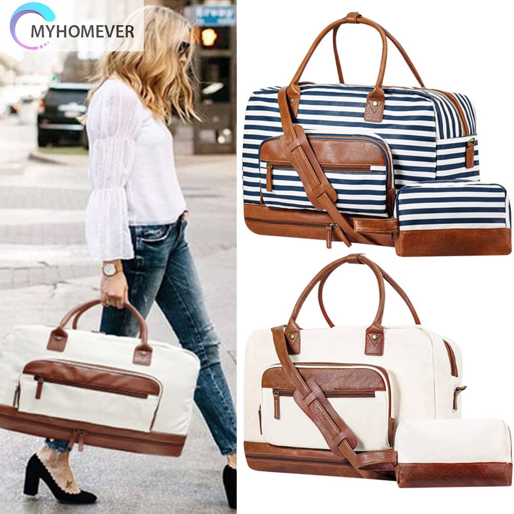 Túi Xách Canvas Cỡ Lớn Có Ngăn Đựng Đồ Khô / Ướt Tiện Dụng Cho Nam Và Nữ