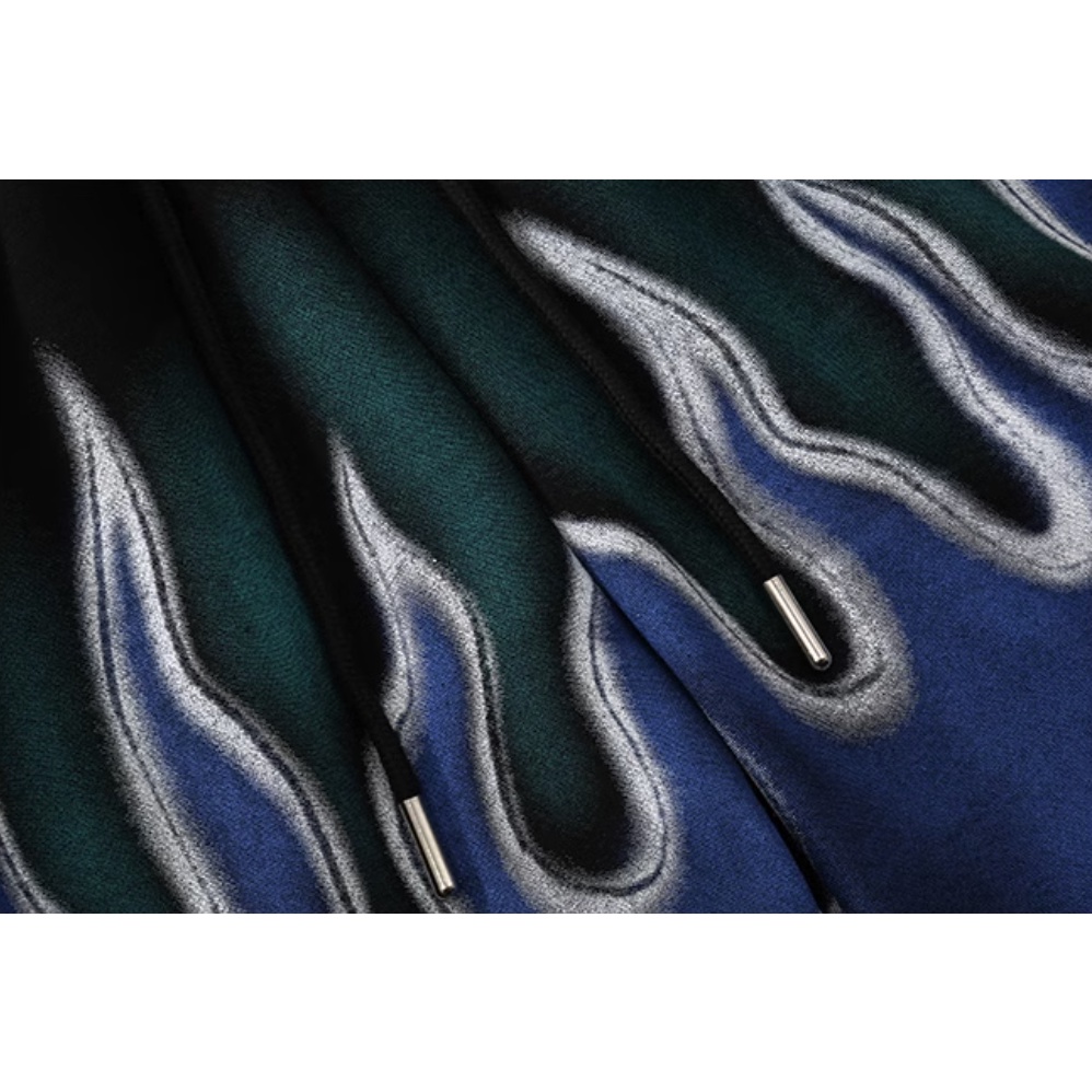 Quần Short Thể Thao Ống Rộng In Họa Tiết Ngọn Lửa Phong Cách hip hop Thời Trang Mùa Hè Cho Nam