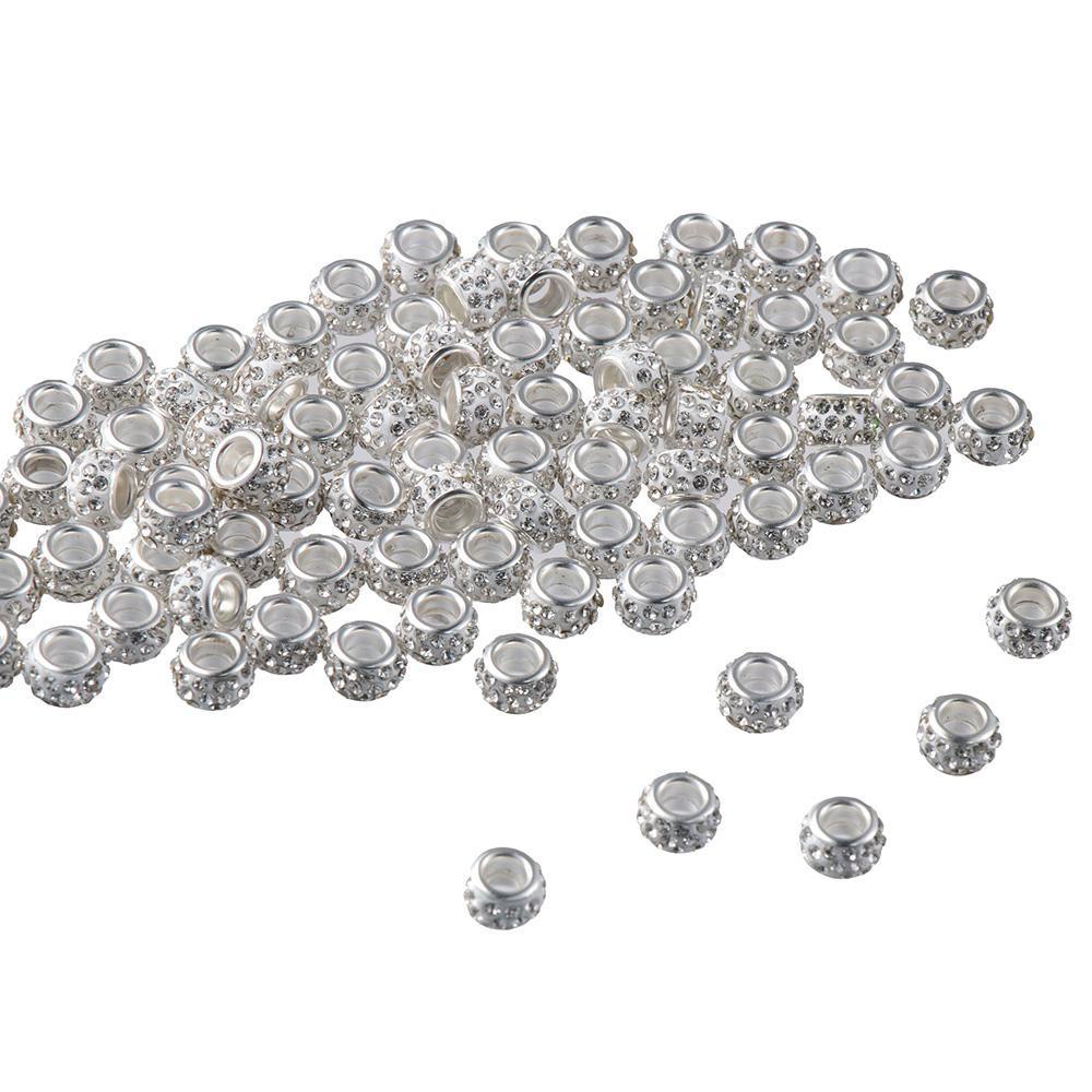 ROSE Bộ 100 Hạt Xỏ Lỗ 12mm Màu Trắng Đính Trang Sức