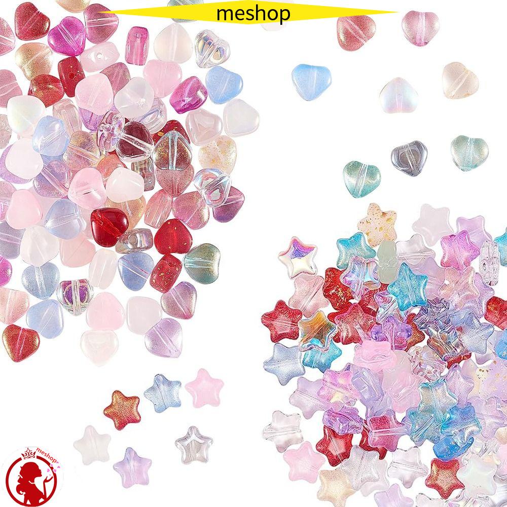 ME Bộ 200 Hạt Pha Lê Hình Trái Tim / Ngôi Sao Nhiều Màu Sắc Dùng Làm Đồ Thủ Công DIY