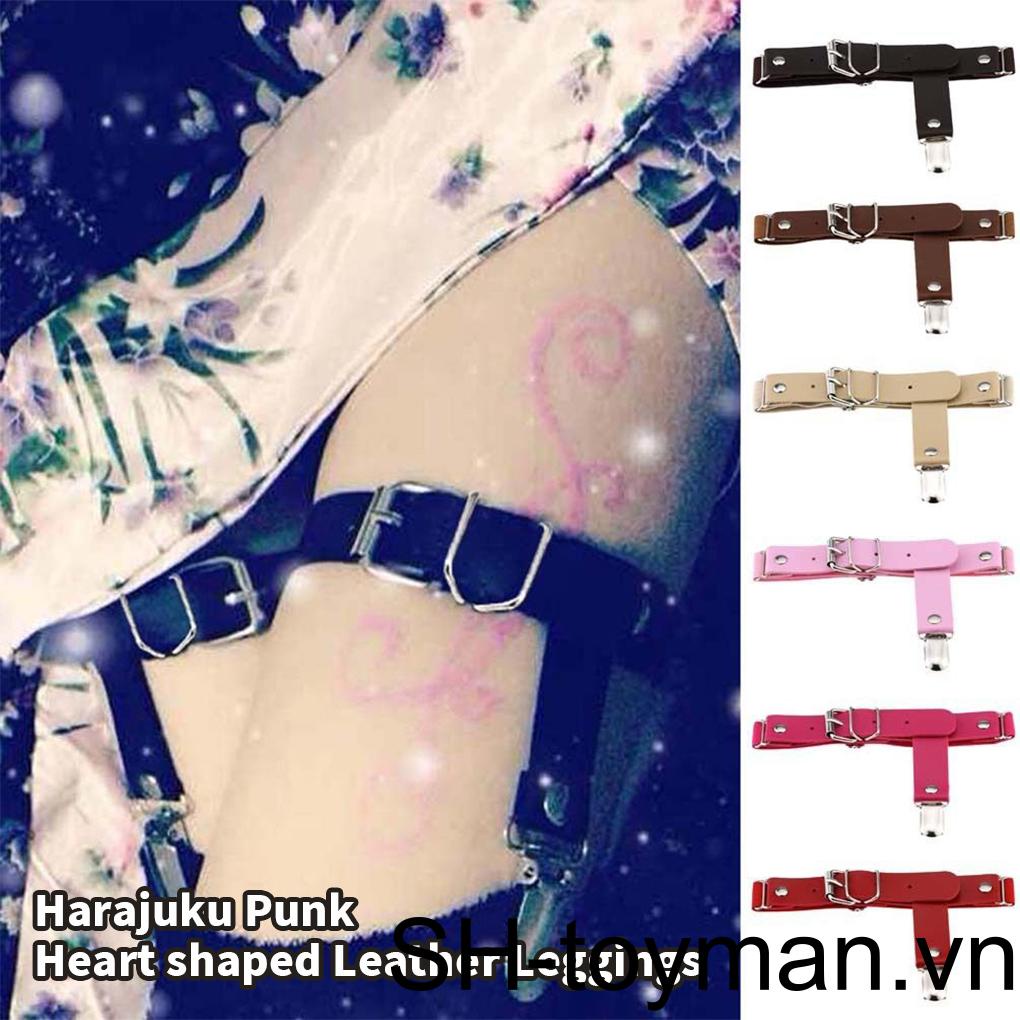 Thắt Lưng Da PU Co Giãn Phong Cách Harajuku Punk Hình Trái Tim Cho Nữ