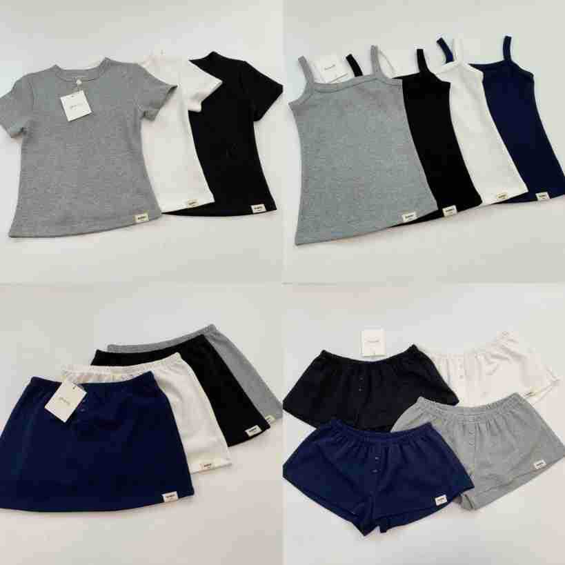 ~~~~~ Korean niche Glowny simple short-sleeved T-shirt suspender shorts short skirt home suit can be worn outside