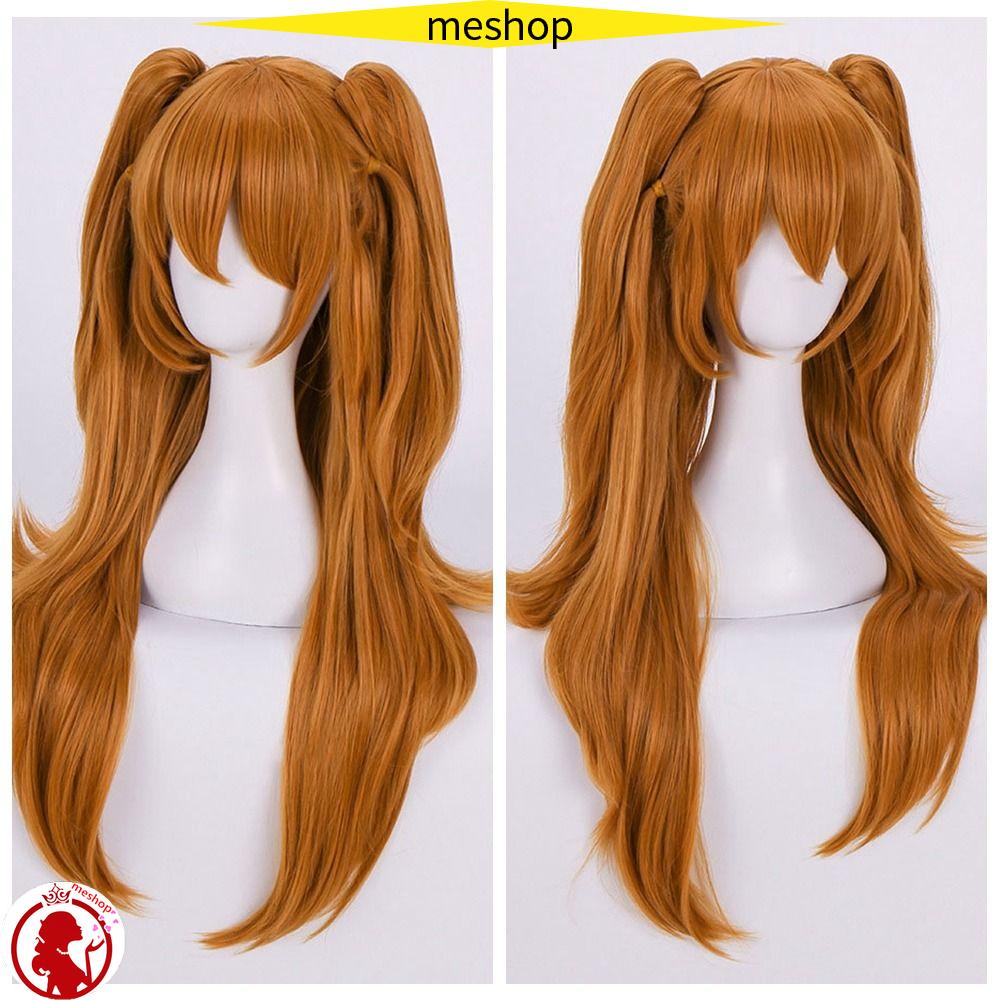 ME Bộ Tóc Giả Hóa Trang Kèm 2 Kẹp Tóc Đuôi Ngựa Màu Cam Xinh Xắn Chống Nhiệt