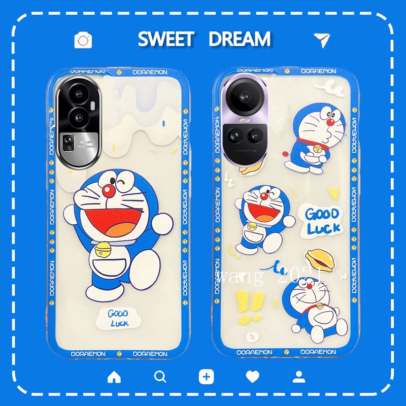 Ốp Điện Thoại Silicone Mềm Trong Suốt Siêu Nhẹ In Hình Doraemon Cho OPPO Reno 10 Pro + Plus 5G Reno 10 Reno 10 Pro + 2023