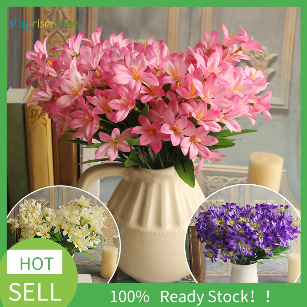 1 Bó 24 Bông Hoa Lily Giả Mini Trang Trí Tiệc Cưới