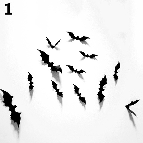 Set 12 Sticker Dán Tường Hình Dơi 3D Trang Trí Halloween