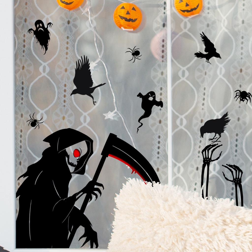 Miếng Dán Tường Hình Đầu Lâu / Ma Quái Trang Trí Nhà Cửa Dịp Halloween