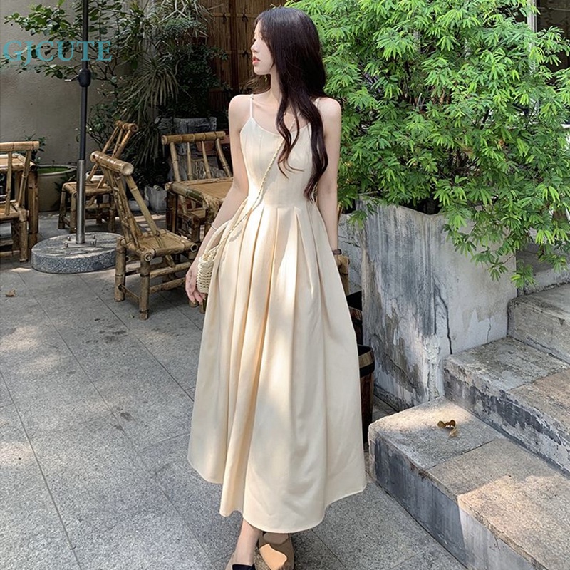 Đầm Dài Dáng Chữ A Không Tay Phong Cách Pháp Thời Trang Mùa Hè Cho Nữ