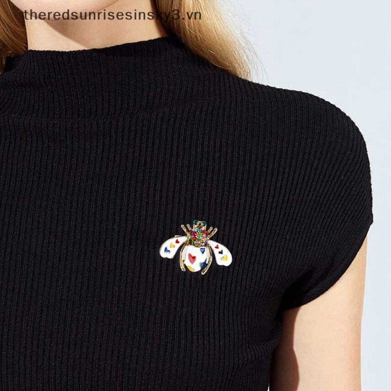 Ghim Cài Áo Hình Chú Ong / Trái Tim Đính Đá Pha Lê Thời Trang