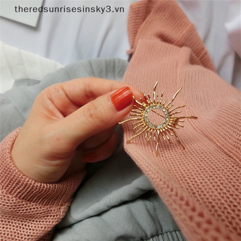 Ghim Cài Áo Hình Mặt Trời Đính Đá Pha Lê Thời Trang Cho Nữ