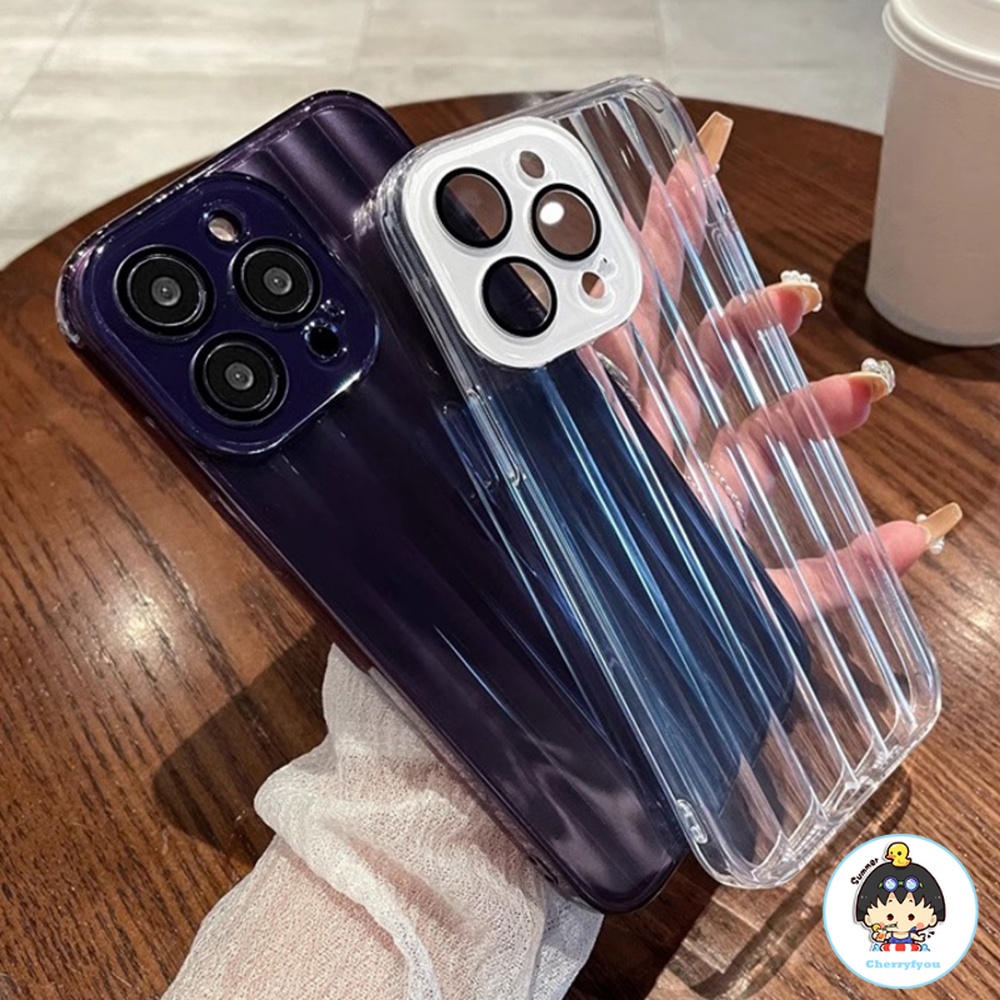 Ốp Điện Thoại TPU Dẻo Họa Tiết Kẻ Sọc Màu Trơn Đơn Giản Chống Trầy Cho IPhone 11 12 13 14 Pro Max