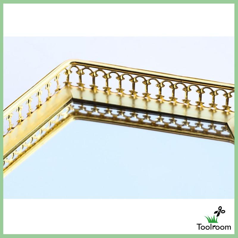 Khay Đựng Trang Sức / Nến / Mỹ Phẩm Bằng Kính Kiểu Vintage Có Gương Trang Trí