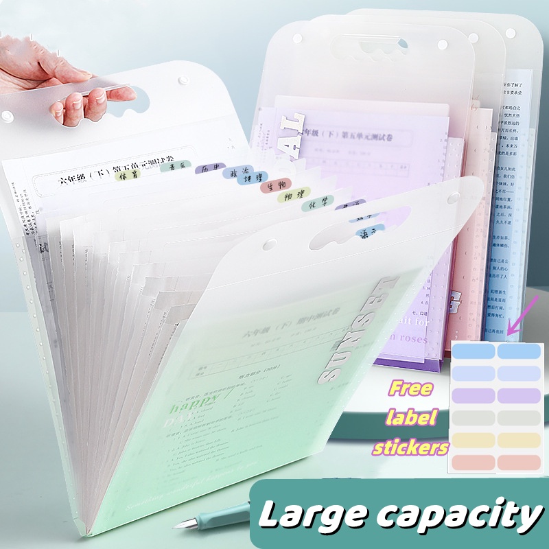 Túi Đựng Tài Liệu Giấy Tờ Khổ A4 13 Ngăn Màu Sắc Gradient
