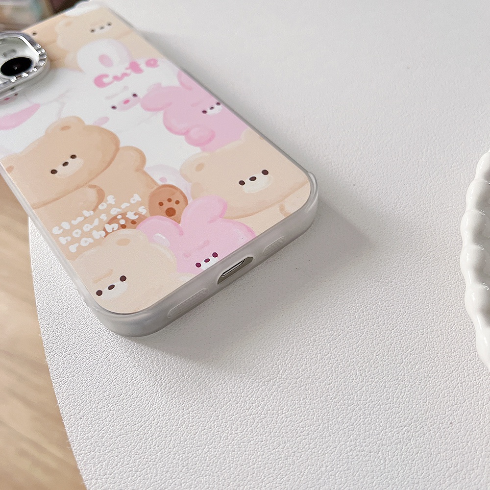 Ốp Điện Thoại TPU Dẻo Họa Tiết Hoạt Hình Gấu / Thỏ Dễ Thương Chống Sốc / Bụi Bẩn Cho IPhone 14 13 12 11 Pro Max X XR 8 7 Plus