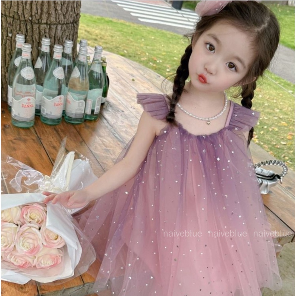 Đầm Công Chúa Hai Dây Thời Trang Mùa Hè Dành Cho Bé Gái