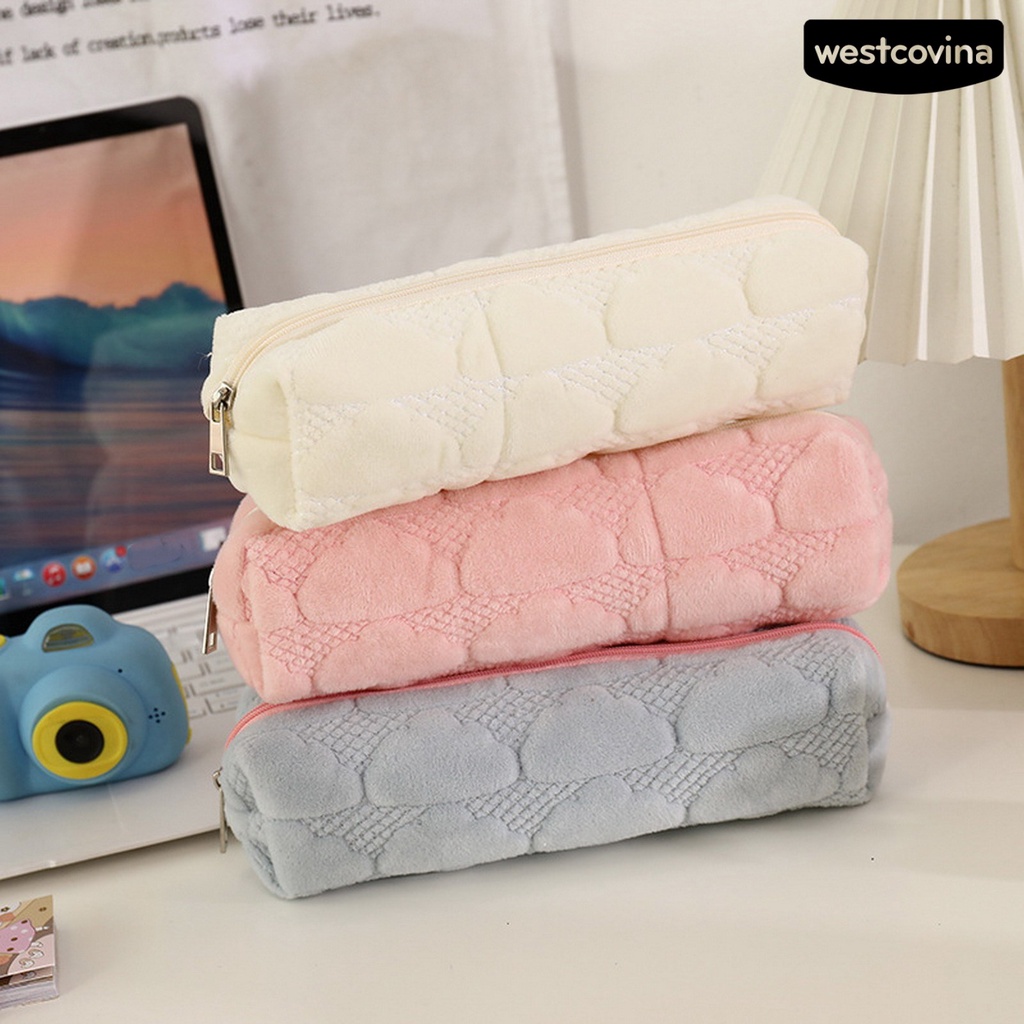 [WSTN] [WSTN]✎Túi Đựng Bút Cầm Tay Bằng Vải Bông Sức Chứa Lớn Có Khóa Kéo In Họa Tiết Đám Mây Dễ Thương