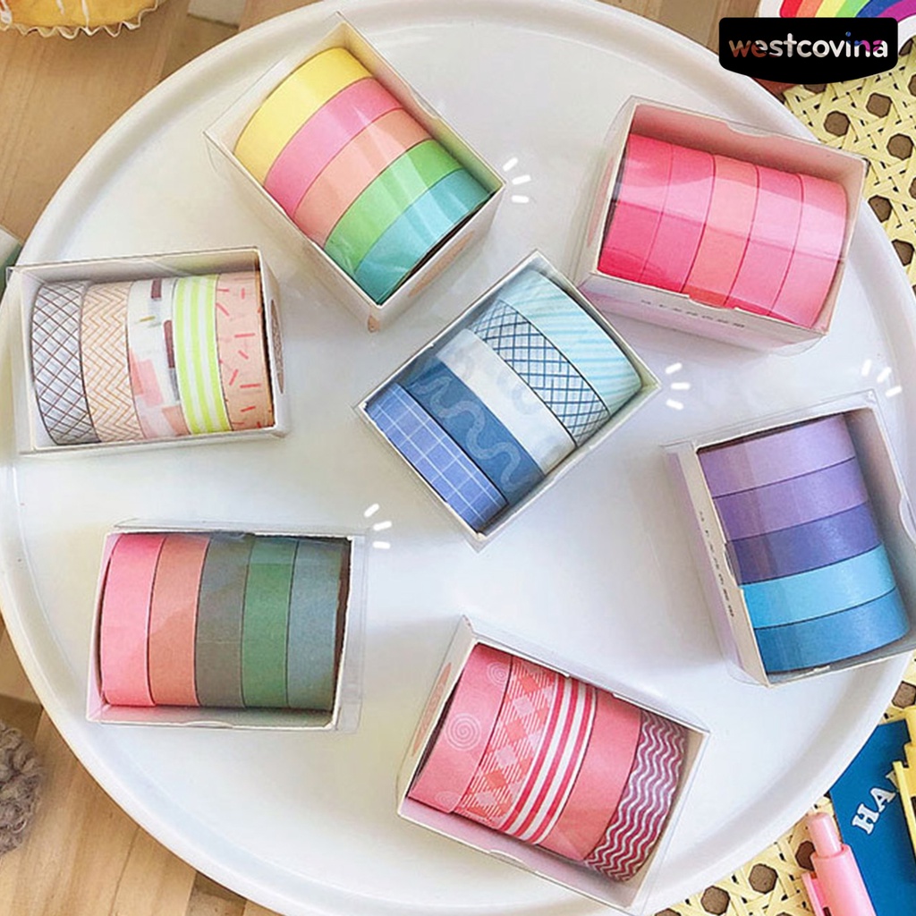 [WSTN] [WSTN]✎Set 5 Cuộn Băng Keo Dán Trang Trí Hình Bánh Macaron Xinh Xắn