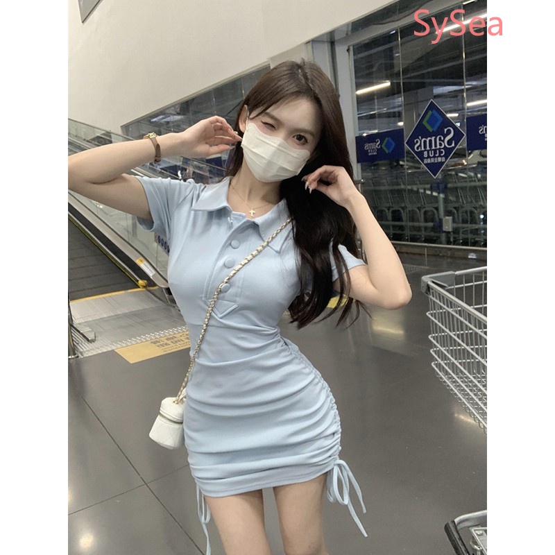 Đầm Tay Ngắn Cổ Polo Form Ôm Thời Trang Mùa Hè Cho Nữ