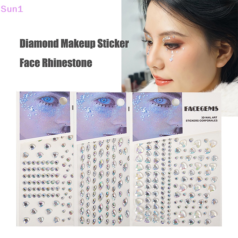 1 Tờ Nhãn Dán Trang Điểm Mắt Họa Tiết Kim Cương Lấp Lánh Thời Trang 1 >