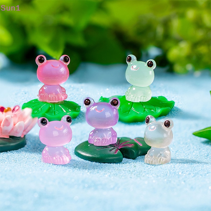 Set 5 Chú Ếch Mini Bằng Nhựa Resin Dạ Quang Trang Trí Tiểu Cảnh / Xe Hơi