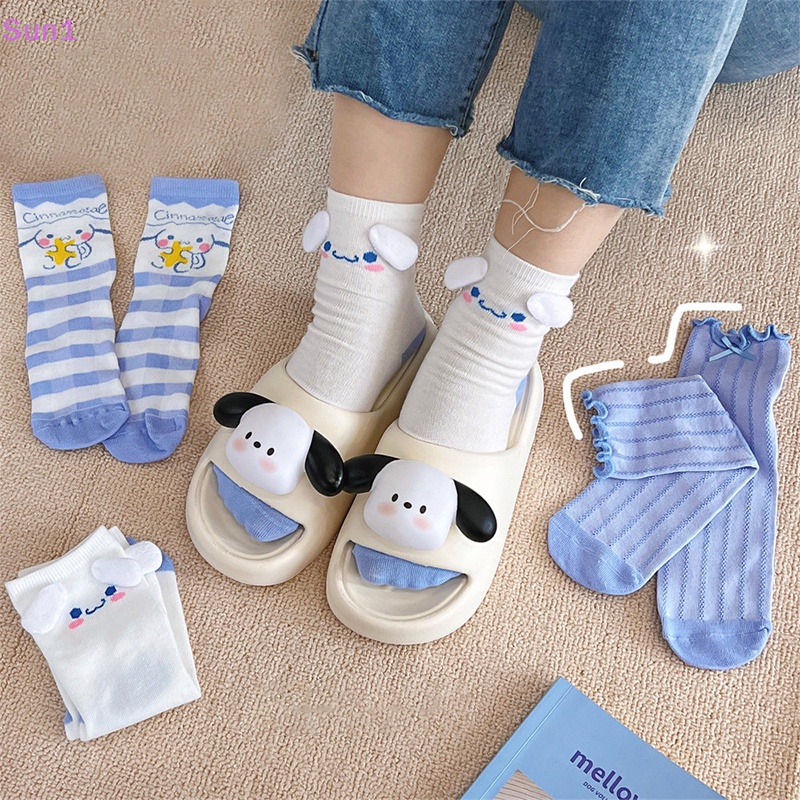 Sun1 > Vớ Cotton Cổ Vừa Thoáng Khí Họa Tiết Hoạt Hình Cinnamoroll Nhật Bản Đáng Yêu Dành Cho Bé Gái