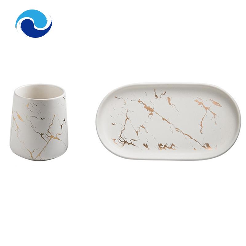 Cốc Đánh Răng Bằng Sứ Hình Oval Trang Trí Phòng Tắm