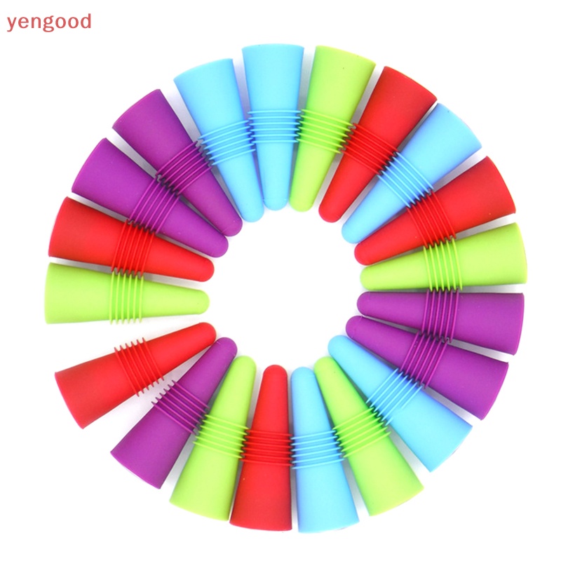 Set 4 / 8 Nắp Đậy Chai Rượu Bằng Silicone Và Thép Không Gỉ Nhiều Màu