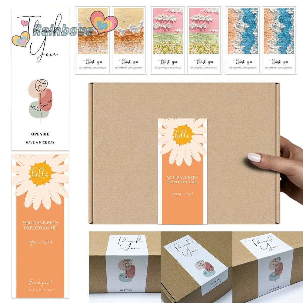 RAINBOW Set 50 Miếng Dán Niêm Phong Bao Bì In Chữ Thank You Độc Đáo