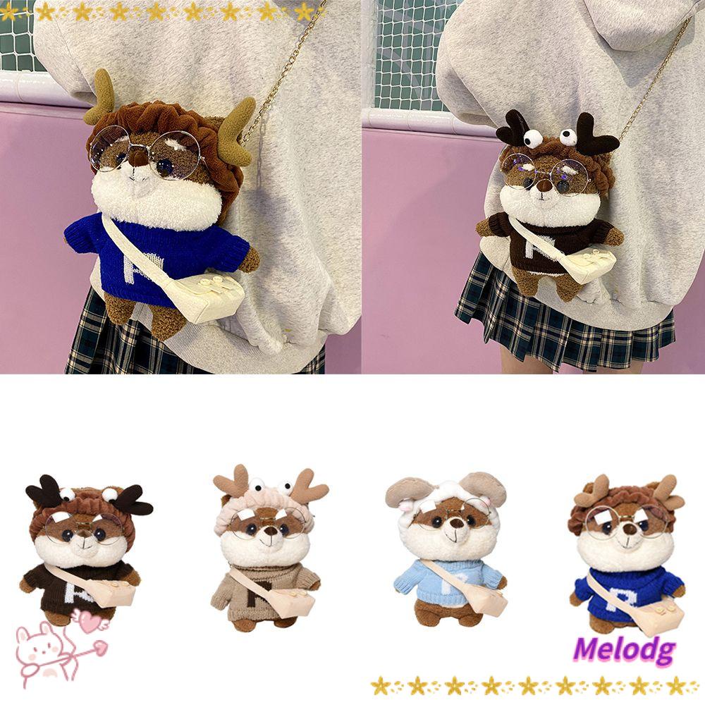 MELODG Túi Xách Nhung Phối Lông Thời Trang Mùa Hè Cho Nữ