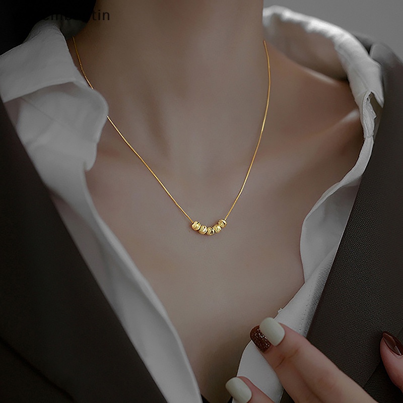 Vòng cổ Chuỗi Hạt Màu Vàng Đơn Giản Phong Cách Hàn Quốc Thời Trang Cho Nữ