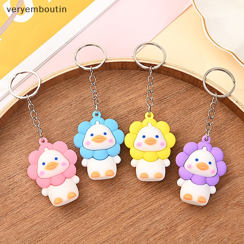 Móc Khóa Gắn Búp Bê Vịt Và Hoa Hướng Dương Dễ Thương Thời Trang Cho Cặp Đôi