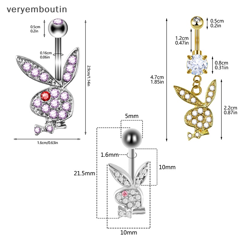 Khuyên Rốn Hình Thỏ Hoạt Hình Bằng Thép Không Gỉ Thời Trang Cho Nữ