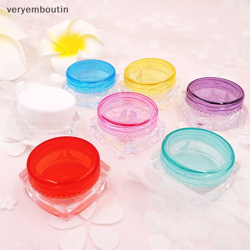 Set 10 Lọ Nhựa Rỗng Mini Hình Vuông Đựng Mỹ Phẩm / Kem / Sữa Dưỡng Tiện Dụng