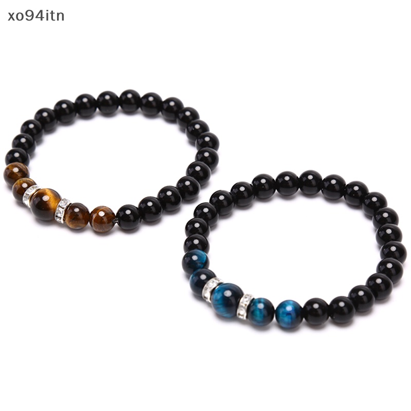 Vòng Tay Chuỗi Hạt Đá Mắt Hổ Đen Tự Nhiên Thời Trang Cho Nam