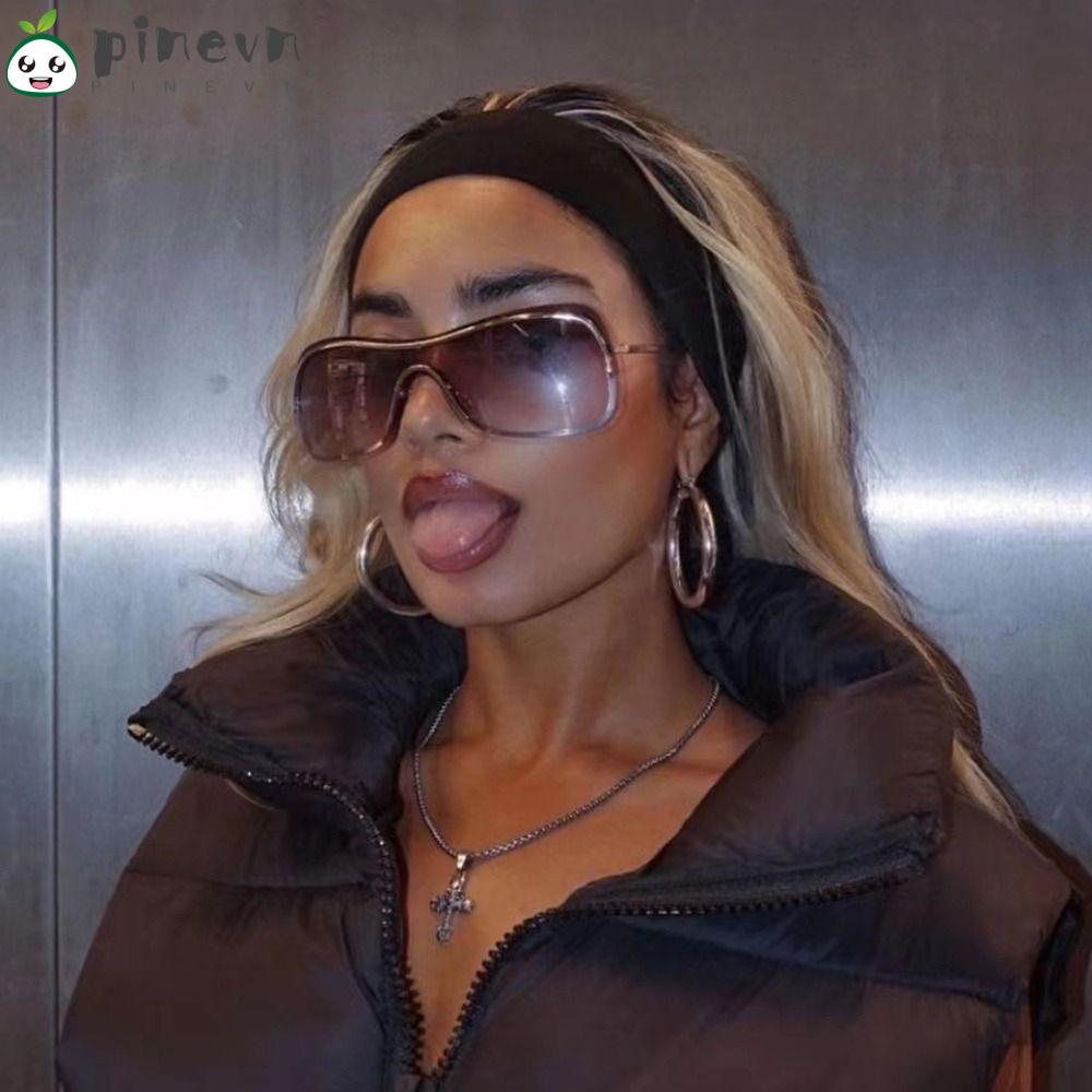 PINEVN Kính Râm Nữ Không Gọng Hợp Kim Bạc Y2k Thời Trang