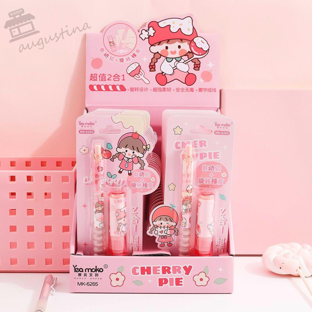 AUGUSTINA Bộ Bút Chì Vẽ Cơ Khí 2 Trong 1 Tay Cầm Mềm Mại Có Thể Thu Gọn Dành Cho Trẻ Em