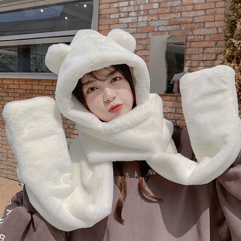 Ygt [Hàng Có Sẵn] Set Mũ Beanie Và Khăn Choàng Cổ Lông Xù Giữ Ấm Mùa Đông Phong Cách Jennie Mới Lạ Thời Trang Thường Ngày Cho