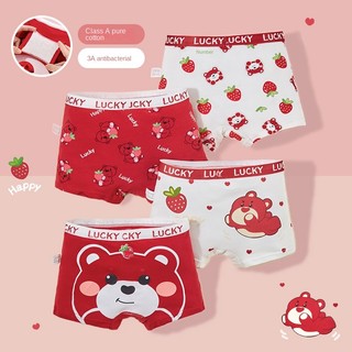 Set 4 Quần Lót Boxer Cotton Thoáng Khí In Họa Tiết Hoạt Hình Cho Bé Gái