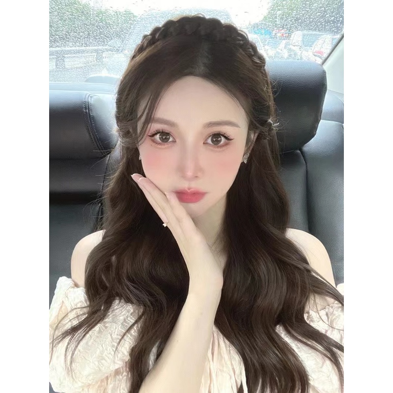 Tóc Giả Dài Xoăn Tự Nhiên Có Băng Đô Bện Cho Nữ