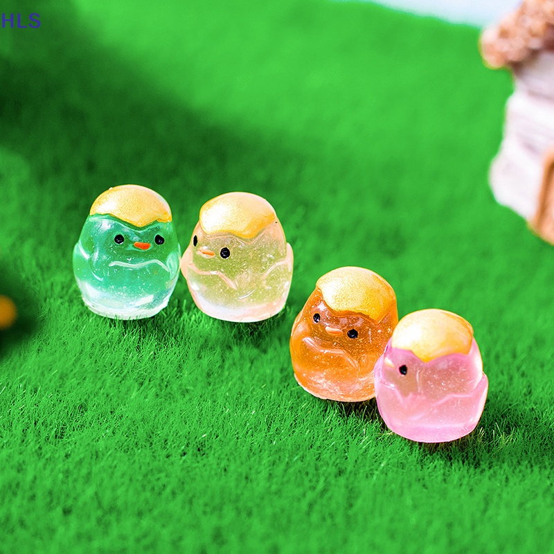 Bộ 5 Tượng Gà Con Hoạt Hình Mini Màu Dạ Quang Trang Trí Tiểu Cảnh