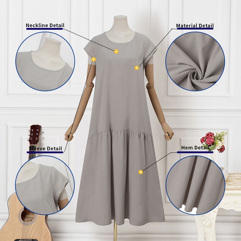 Zanzea Đầm Đuôi Cá Ngắn Tay Cổ Tròn Phong Cách Vintage Nữ Tính