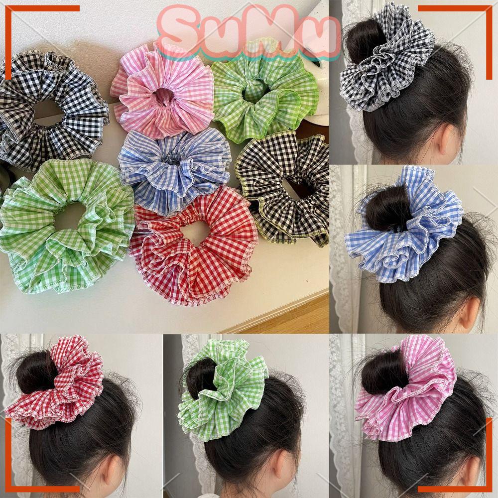 SUMU Dây Cột Tóc Scrunchies Hai Lớp Phối Ren Họa Tiết Hoa Xinh Xắn