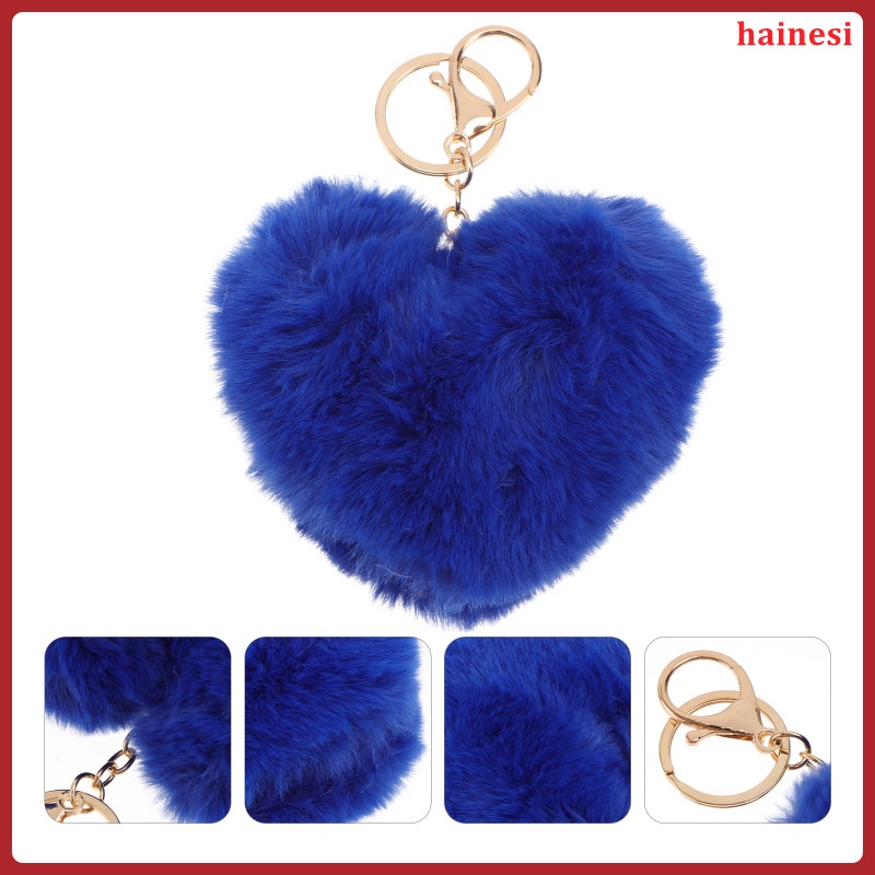 Móc Khóa Hình Trái Tim Bằng Lông Xù Trang Trí Ví / Xe Hơi