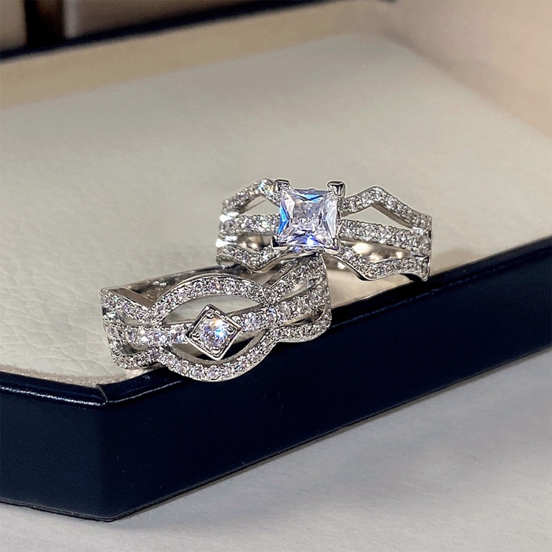 Ygt Set 2 Nhẫn Đính Đá Zircon Sang Trọng Thời Trang Cho Nữ