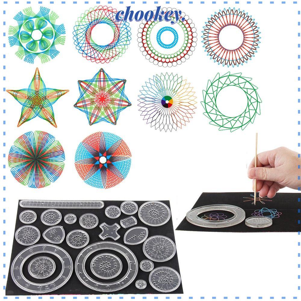 CHOOKEY Set 5 / 12 / 22 Bánh Răng Nhựa Nhiều Hình Dạng Chuyên Nghiệp Cho Bé Vẽ Tranh