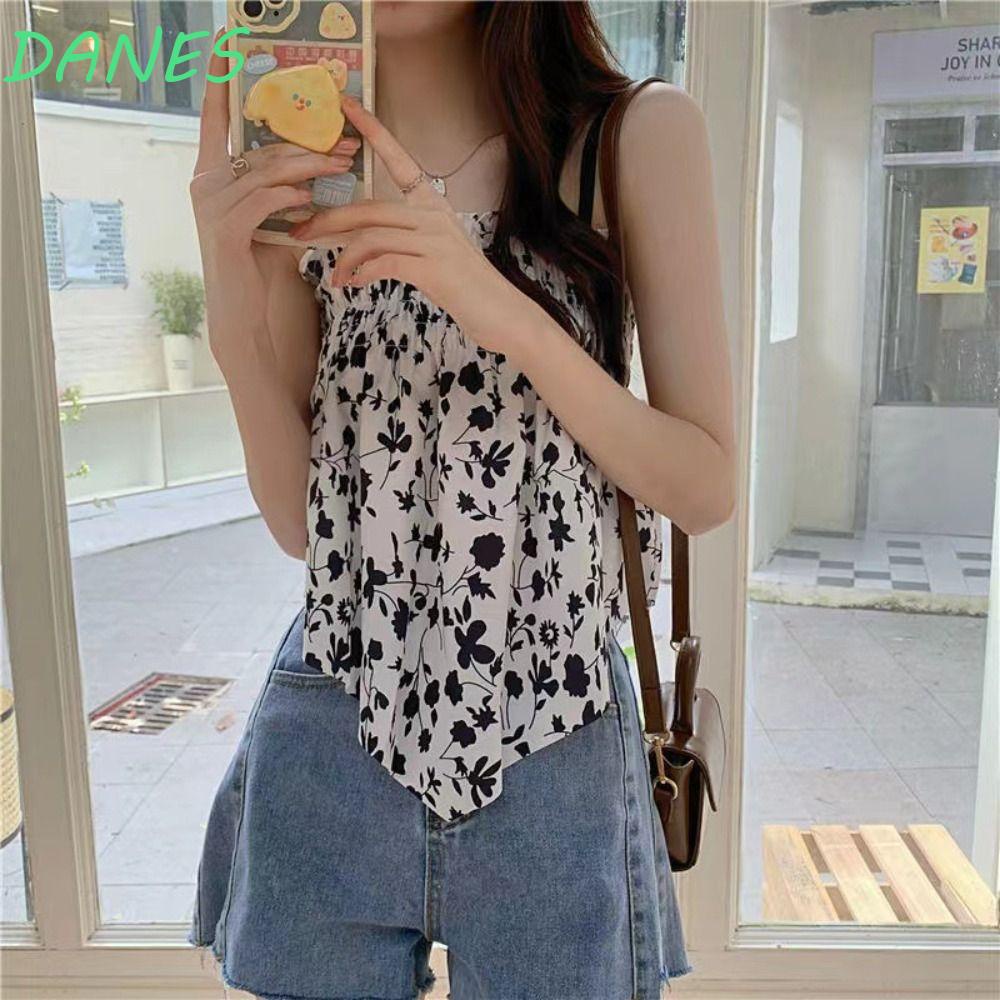 DANES Áo Lót Y2K Hai Dây Hở Lưng Không Đường May Họa Tiết Chấm Bi Dễ Thương Cho Nữ