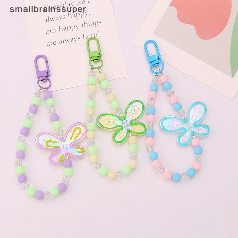 Dây Đeo Điện Thoại / Móc Khóa Bằng Acrylic Màu Kẹo Hình Bướm Dễ Thương SBS
