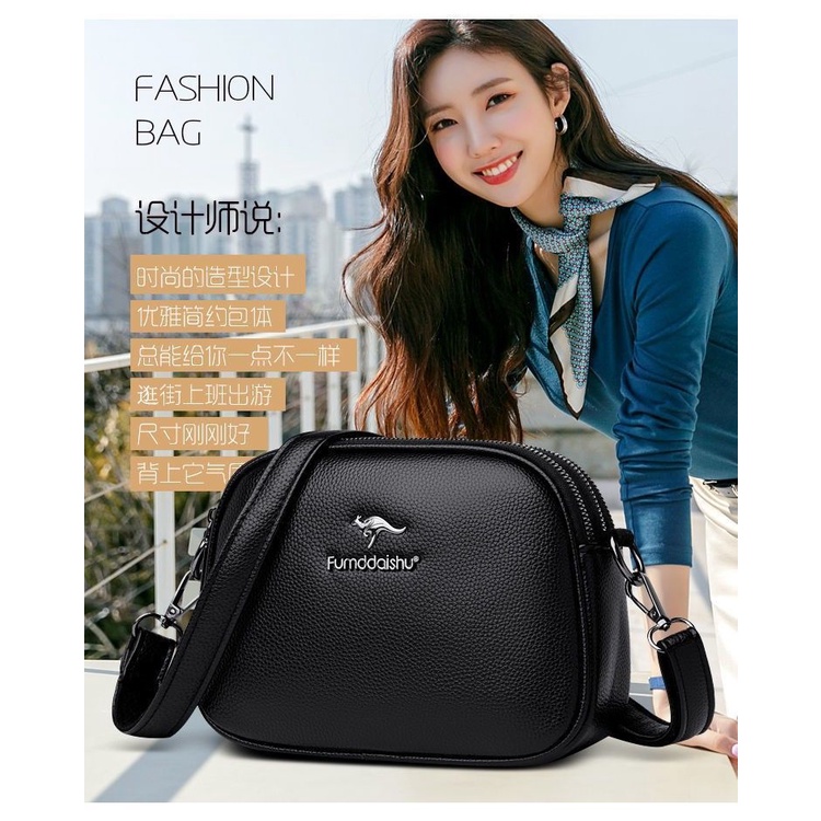 Túi Xách Da Bò Ba Lớp Hình Tròn Nhỏ Nhắn Xinh Xắn Dành Cho Nữ