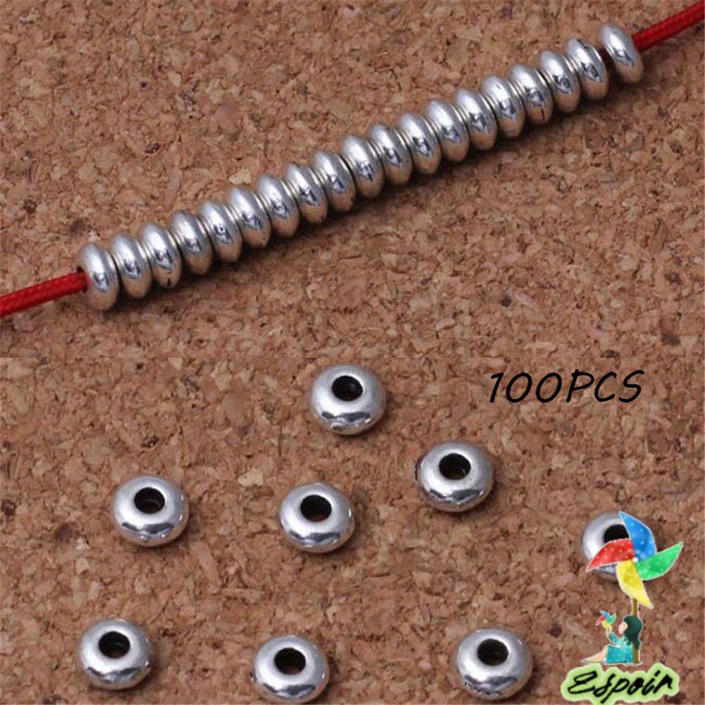 ESPO Bộ 100 Hạt Bạc Làm Trang Sức Bằng Thép Không Gỉ